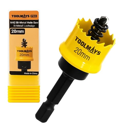 TOOLMAYS 20mm Hole Saw M42 Bi-Metal Hole Cutter With Drill Bit For Drilling Thin Stainless Steel Aluminum Alloy Iron Sheet Wood Plastic PVC