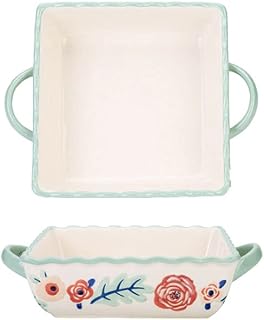Cazuela for Horno, Mini Fuentes de Horno de Cerámica - Juego de 2 | Platos for hornear del horno a la mesa | Olla for lasaña, pastel y cazuela | Cuadrado, rojo, 10 pulgadas. (Color : White, Size : 8