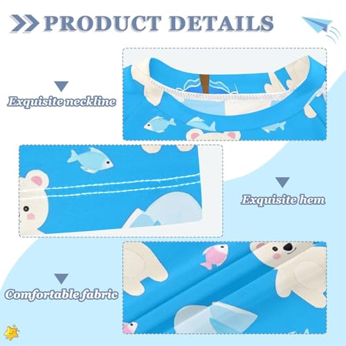 ALAZA Kids Rash Guard Boys Toddler Swim Shirts Short Sleeve White Bear Iceberg UPF 50+ 3T3