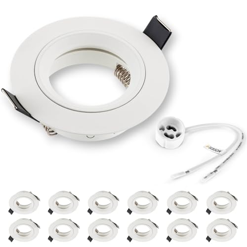 SEBSON Spot Encastrable avec Douille GU10 - Spot Plafond Trou de Montage ø65mm (min. 60mm, max. 70mm) - Plafonnier Encastré Ø80x24mm - Lot de 12