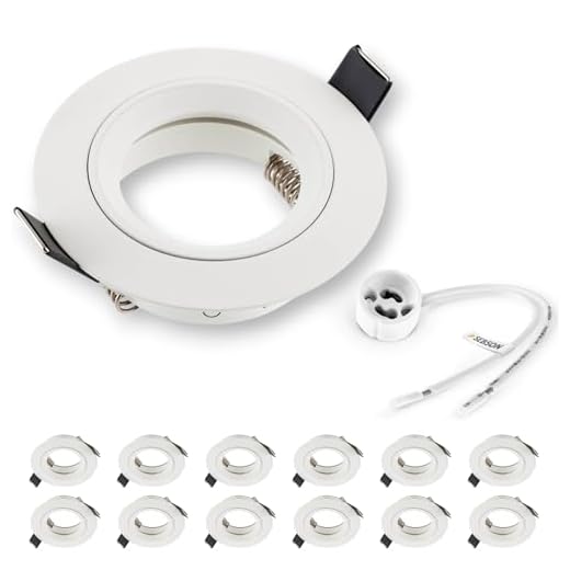 SEBSON Einbaustrahler rund Alu weiß 12er Pack, Einbaurahmen Lochdurchmesser 65mm, Decken Spot inkl. GU10 Fassung für LED/Halogen