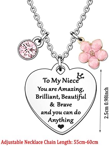HULALA Niece Necklace Gifts For Women Girls Birthday Christmas Love Heart Crystal Charms Niece Jewellery From Auntie Uncle
