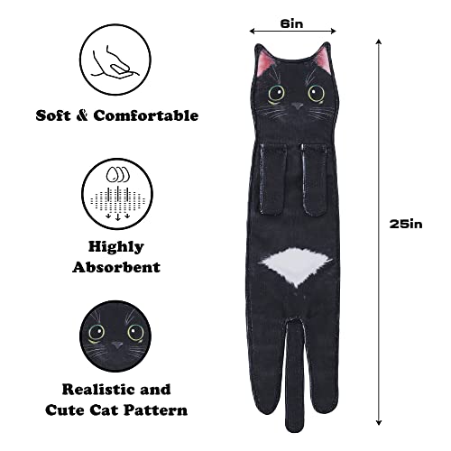 Cat Funny Hand Towels For Bathroom Kitchen - Cute Decorative Cat Decor Hanging Washcloths Face Towels Super Absorbent Soft- Valentines Day Mothers Day Housewarming Gift For Women Cat Lovers (Black) #TOP6