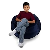 Big Joe Classic Bean Bag Chair for Kids Bedroom and Reading Nook, Easy-Clean Navy, Durable Nylon Polyester Blend, 2 feet Refillable