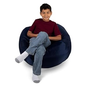 Big Joe Classic Bean Bag Chair for Kids Bedroom and Reading Nook, Easy-Clean Navy, Durable Nylon Polyester Blend, 2 feet Refillable
