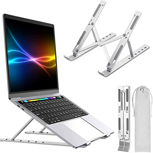 Quntis Laptop Stand, Portable Computer Laptop Mount Adjustable Laptop Holder Riser, Ventilated Ergonomic Aluminum Notebook Stand Compatible with MacBook Air Pro, Dell,More 10-15.6\" Laptops and Tablets