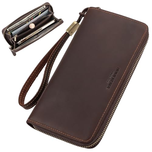 Porte-cartes pour homme et père : un grand portefeuille long en cuir précieux