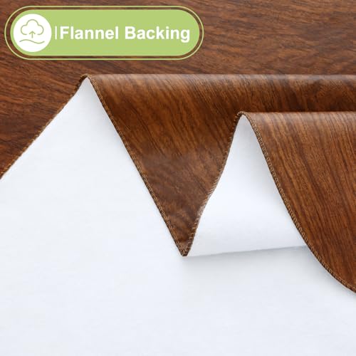 Smiry Rectangle Table Cloth, Waterproof Vinyl Tablecloths with Flannel Backing, Wipeable Spillproof Plastic Wood Grain Table Cover for Dining, Indoor and Outdoor (Brown, 60" x 102") by Smiry - Image 6