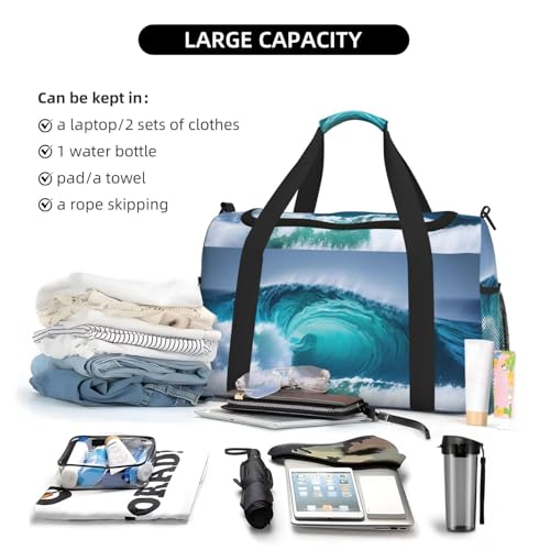 Sac de week-end grand volume imprimé vagues de l'océan