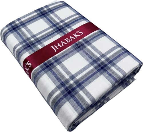 Image of JHABAK'S Cotton Blend Unstitched Checkered Fabric for Men - 2.35m Shirt Piece / 3m Kurta Piece - Width 36 Inches