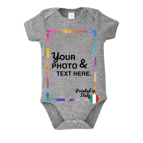 JOPHY & CO. Body para Bebé Personalizable con Texto o Imagen | 100% Algodón (ref. 8610) (Gris, 3-6 meses)