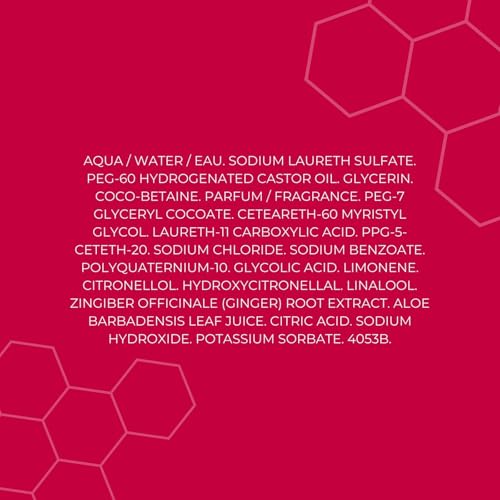 Roger&Gallet - Gel Douche Parfumé Gingembre Rouge - Notes de Grenade, Gingembre, Baies roses, Benjoin - Enrichi en Aloe Vera - Mousse Nettoyante, onctueuse et hydratante - Végan