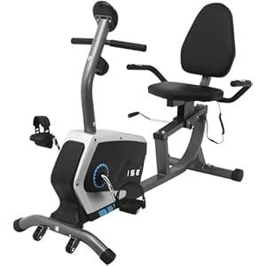 ISE Vélo d&rsquo;appartement Semi-Allongé Vélo Couché avec Frein Magnétique,Roues de transport, Capteurs d&rsquo;Impulsion et Ecran LCD, 8 Niveaux de Résistance Réglables, Ise Velo Appartement