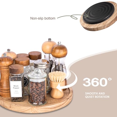 Zoocatia Wood Lazy Susan Organizer Kitchen Turntable For Cabinet Farmhouse Bathroom Decor Round Decorative Tray For Vanity thumb #3