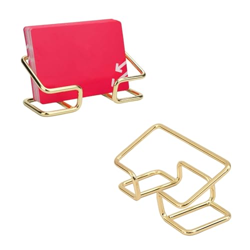 Eophmi 2pcs Business Card Holder,Business Card Holders Display,Business Card Storage Box,Card Display Stand,Office Supplies For Women And Men,Suitable For Office Desks And Business Offices (Gold)