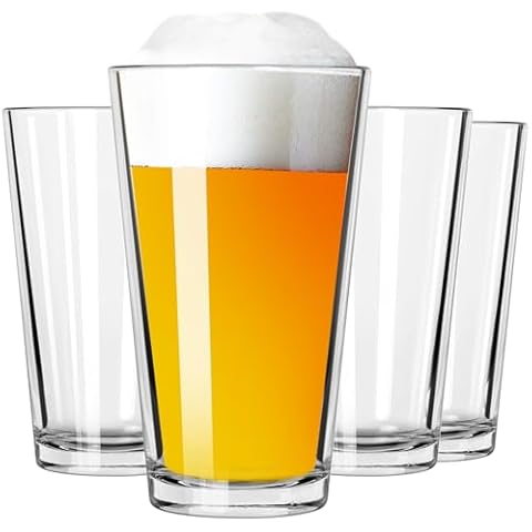Baalaka Beer Glasses 16 oz, Pint Glasses Set of 4, Pilsner Beer Glasses, Wheat Beer Glasses, Glasses Drinking Set, Glassware Gift for Men Cover