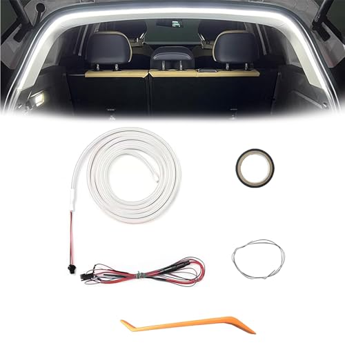 DSXVJHD Dynamic Flowing Car Trunk Light Strip, Flexible Universal Car Boot Led Strip Light, Automatic Sensing Interior Hood Dynamic Lights for Cars Suvs Trucks(White, Full Circle 4m/13.2ft)