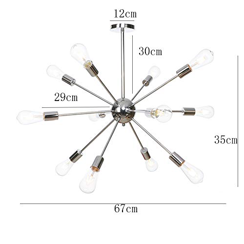Lustre 9 Lumières Or et Argent, Plafonnier Ajustable E26 - 2
