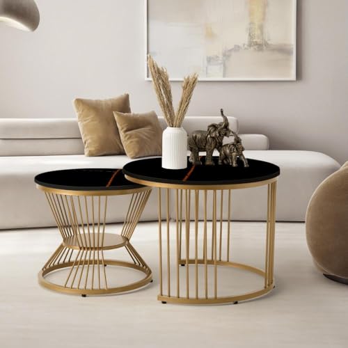 Image of Wakefit Mocha Coffee Table I Marble Finish I Vitrified Tile Top I St. Laurent