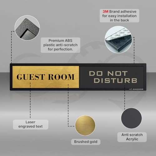 Image of SMEDOR inchDO NOT DISTURB inch Professional sliding sign board �- on-door signboard- Customisable name plate display with in /out status - information letter board - custom sliding signs - Acrylic material