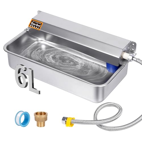Abbeveratoio Automatico per Cani, Ciotola D'acqua in Acciaio Inox con Tappo di Scarico per Animali Domestici, Abbeveratoio per Cani a Riempimento Automatico per Grandi, Gatti, Polli, Bestiame (6L)