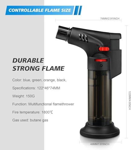 Image of Gadget Deals- Jet Flame Lighter | Flame Lighter | Blow Torch |Gas Lighter for Kitchen | Refillable Cigarette Lighter | Gun Lighter | Jet Flame Torch Barbeque (BBQs) (Color May VAY)