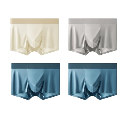 QKCQQTS Calzoncillos bóxer de Seda Hielo para Hombre, Ropa Interior de satén Transpirable y Sedosa para Hombre (Paquete de 2 o 4) (4pcs-n,L)