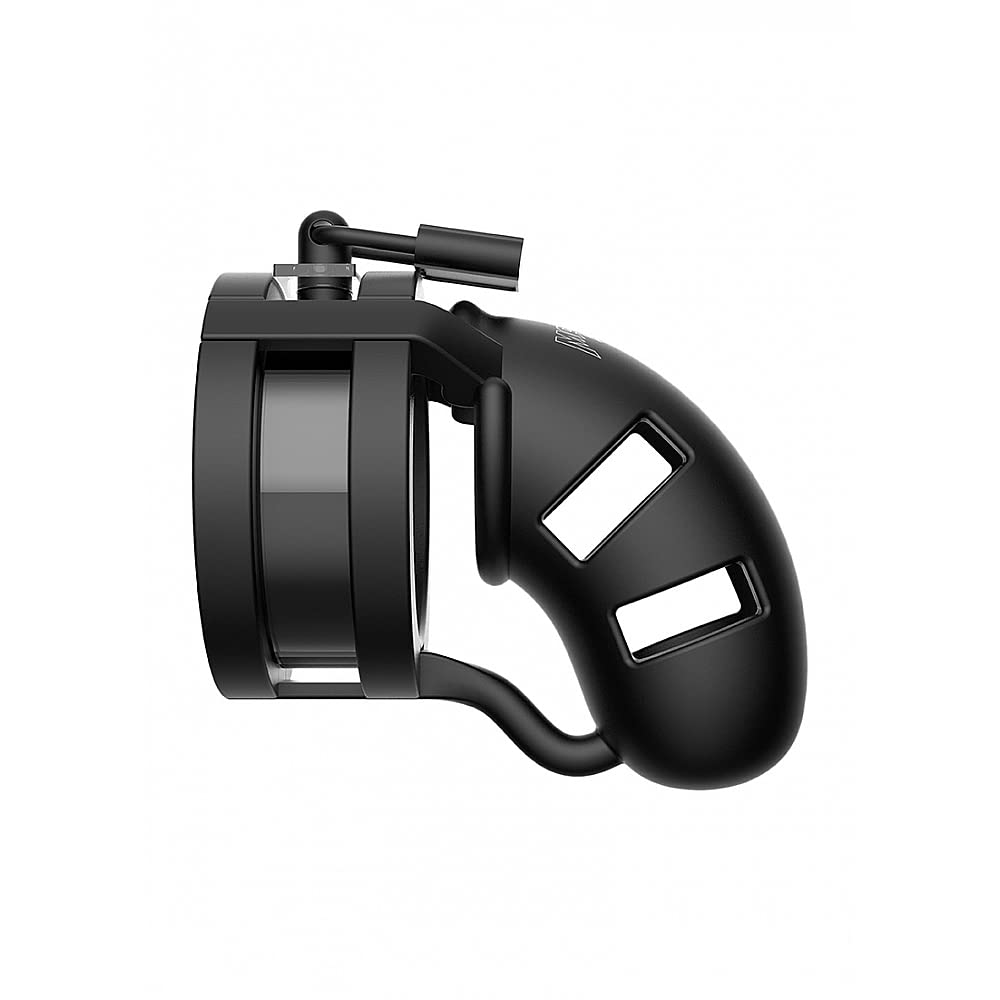 Shots ManCage - Model 18 Chastity Silicone Cage Ballsplitter 3.5" - Black