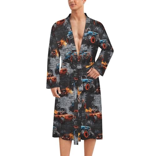 Bata de baño para hombre, ligera, con estampado de graffiti, estilo kimono, ropa de dormir, bata de ducha, Style-40, Small