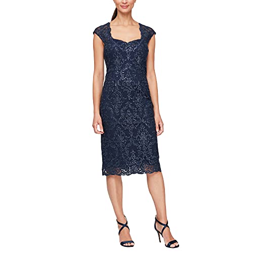 Image of Alex Evenings Women's Short Embroidered Cocktail Dress, Wedding Guest (Petite and Regular Sizes)