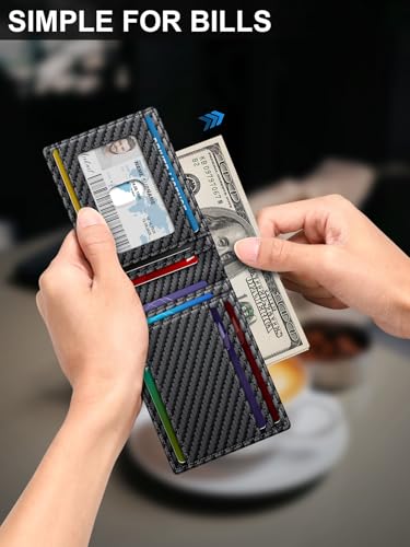 Image of Wallet for Men Slim Leather Wallets for 13-17 Cards, RFID Blocking Thin Card Holder Wallet with ID Window & Large Capacity Cash Slot, Minimalist Bifold Small Wallet for Front Pocket, Gift for Men