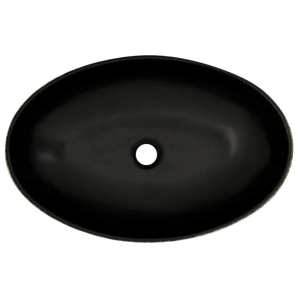 ShGaxin Lavabo de encimera Ovalado cerámica Negro Azul 56,5x36,5x13,5cm, Fregadero, Lavabo Baño, Lavamanos Baño, Lavatorio Casa De Banho, Mueble Lavabo sobre Encimera - 155114