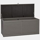Garden Gear Grey Lockable Storage Patio Box with Sit-on Lid Weatherproof Polypropylene Secure Outdoor Seating (490 Litre Box)