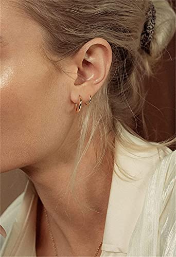 Spiral Double Hoop Twist Earrings,14K Gold And Silver Plated, Unique Chunky Double Helix Huggies,Trendy Dainty Tiny Ear Cuff Piercing Studs For Women #TOP3