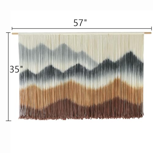 Image of IOWER Macrame Wall Hanging Mountain Wall Art Dip-Dyed Macrame Wall Decor Modern Wall Decor Fiber Wall Art Craftsmanship 57 inch Wx35 L