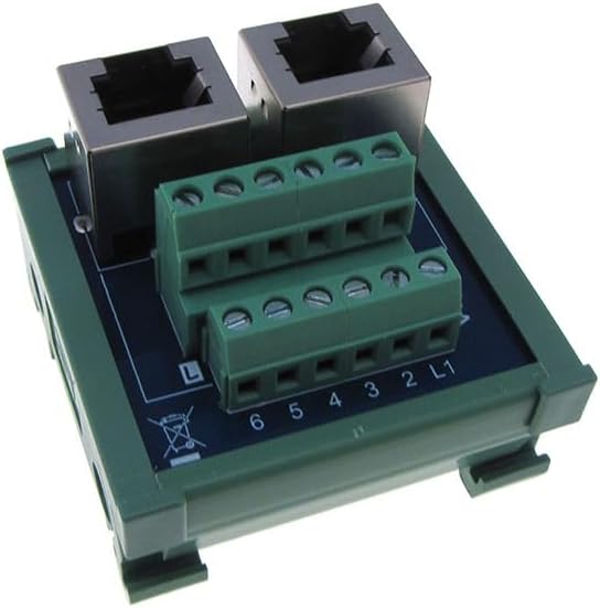 Dual RJ11 RJ12 6P6C Breakout Board Module 180 Screw Terminals Din Rail Mount