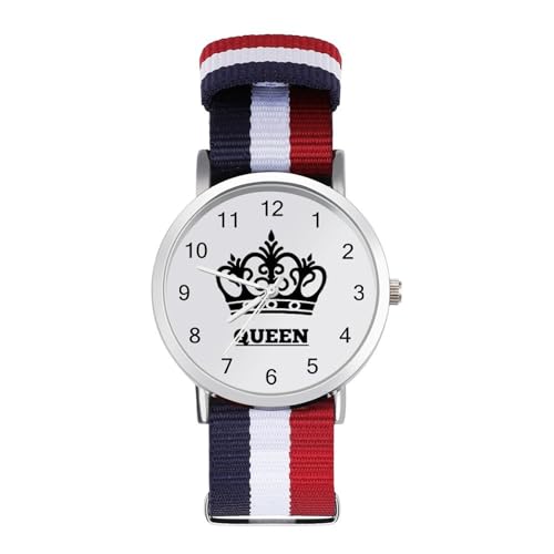 ウォッチ 腕時計 Queen クイーン うで時計 編組腕時計 カップル時計 スペシャリティ時計 シンプル時計 時計 ビジネスウォッチ ナイロン編みバンド 円型ションウォッチ 文字盤 数字 スポーツとレジャー 薄い ギフトボックス付き プレゼント ギフト メ