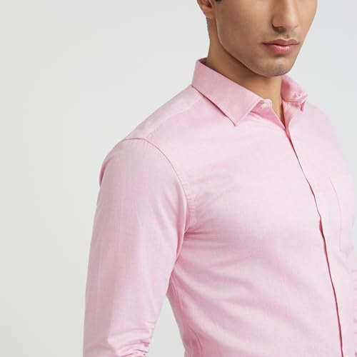 Image of Park Avenue Men Pure Cotton Slim Fit Structure Pattern Semi Cutaway Collar Formal Shirt