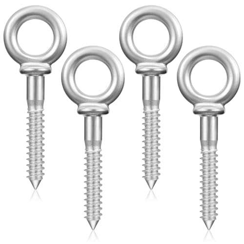 Image of LEIFIDE 4 Pcs Forged Steel Shoulder Eye Bolt Screw, Hot-Dipped Galvanized Forged Hook Screw Eye Bolt for Anchoring Chain and Wire Rope, 2, 200 Lbs Working Load Limit (1 /2 inch X 3-1 /4 inch)