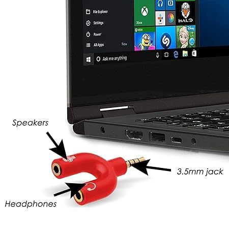 Image of FENTICO� 3.5mm Stereo TRS Female Jack to Headphone Microphone Splitter Converter Adaptor (Specially Design for Mobile and Tablet Only),Colour -Red