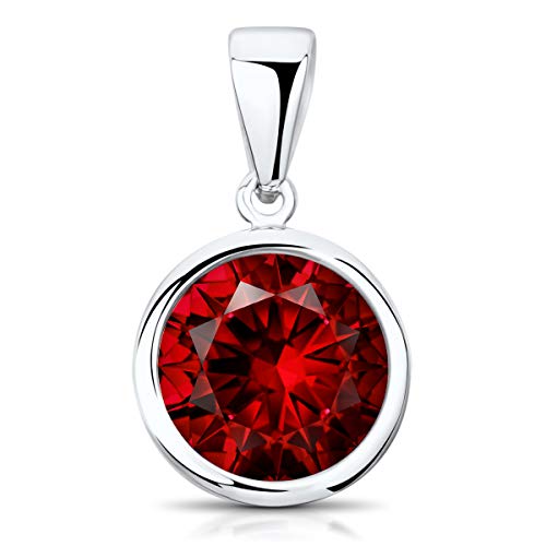 Materia Kristall Anhänger rot - 925 Sterling Silber rhodiniert rund klein Damen KA-462-rot