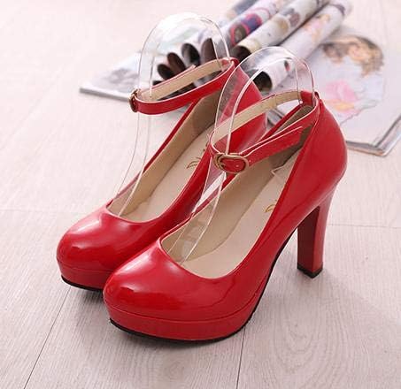 Amazon 靴 Jk 制服クロスストラップ丸頭ハイヒールかわいいかわいい靴コスプレ姫ロリ女性の靴 赤い 36 アニメ 萌えグッズ 通販