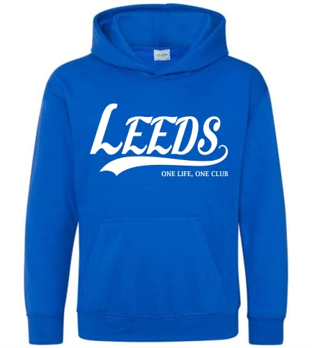 All About The Print Leeds One Life Football Fan Childrens Hoodie hooded top jumper Kids Age 12-13 Blue