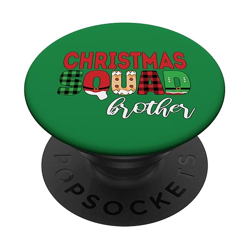 Christmas Squad Brother - Merry Xmas Santa Holiday Squad PopSockets Swappable PopGrip, Black