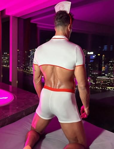 Image of LUXZII Sexy Mens Trunks Lingerie For Men Cosplay Costume Sexy Doctor Roleplay Costumes For Adults Underwear Hair Band Half Cut T Shirt Men Lingerie Roleplay Set Honeymoon Nightwear Babydoll Nightwear