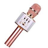 Microphone for Kids Children Karaoke Microphone Wireless Bluetooth Microphone 4-in-1 Toy Microphone Echo Mic Karaoke Machine Portable Microphones Christmas Birthday Gifts for Age 4,5,6,7,8 (Rose)