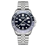 Rotary Men's Seamatic GMT 300M Water Resistance Blue Dial Stainless Steel Bracelet Watch