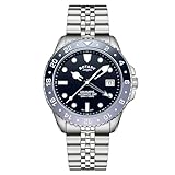 Rotary Seamatic GMT Montre étanche à 300 m avec cadran bleu et bracelet en acier inoxydabl...