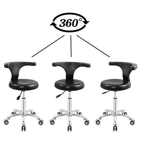 Rolling Stool Task Chair Drafting Adjustable With Wheels And Backrest Heavy Duty For Office Kitchen Medical Dentist Shop Lab And Home(Without Footrest) #TOP1