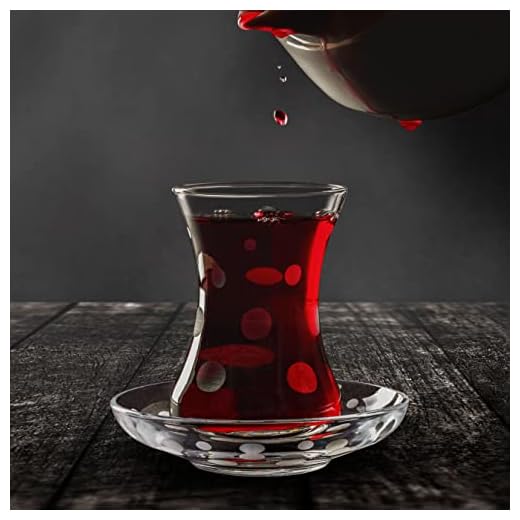 Erdem Kristal Tea cup Polka-dot Glass Cup Set (Set of 6),Paşabahçe,Turkish tea set Handmade Glasses, 5.5 oz, Tea Time Vintage Handmade Set,Turkish Glass Masters, Qality Glass